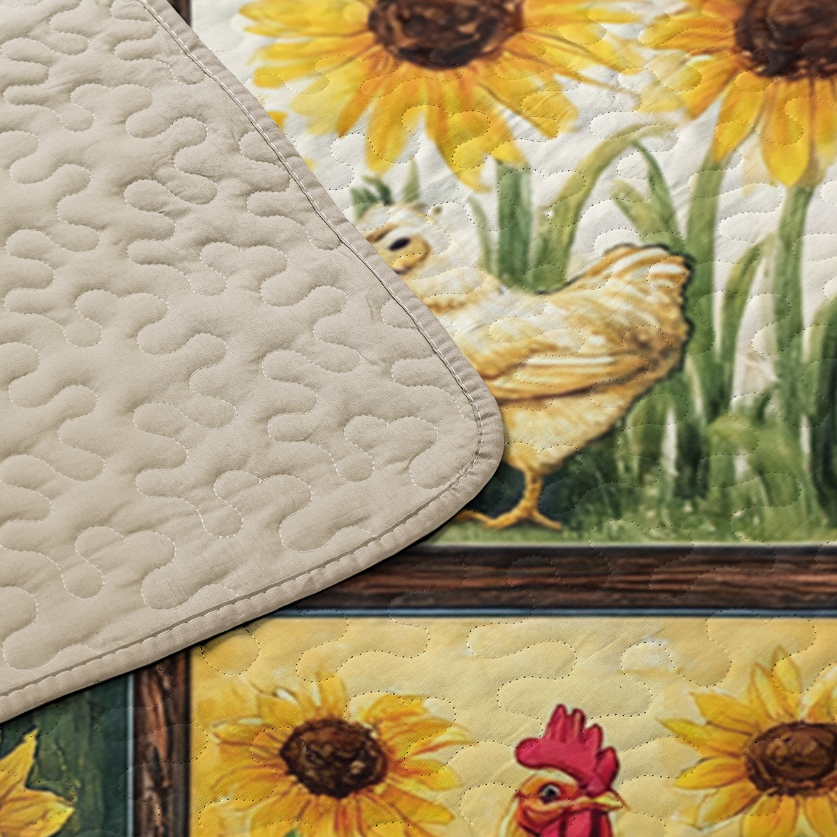 Shineful All Season Quilt 3-Piece Set Sunny Field Chicken