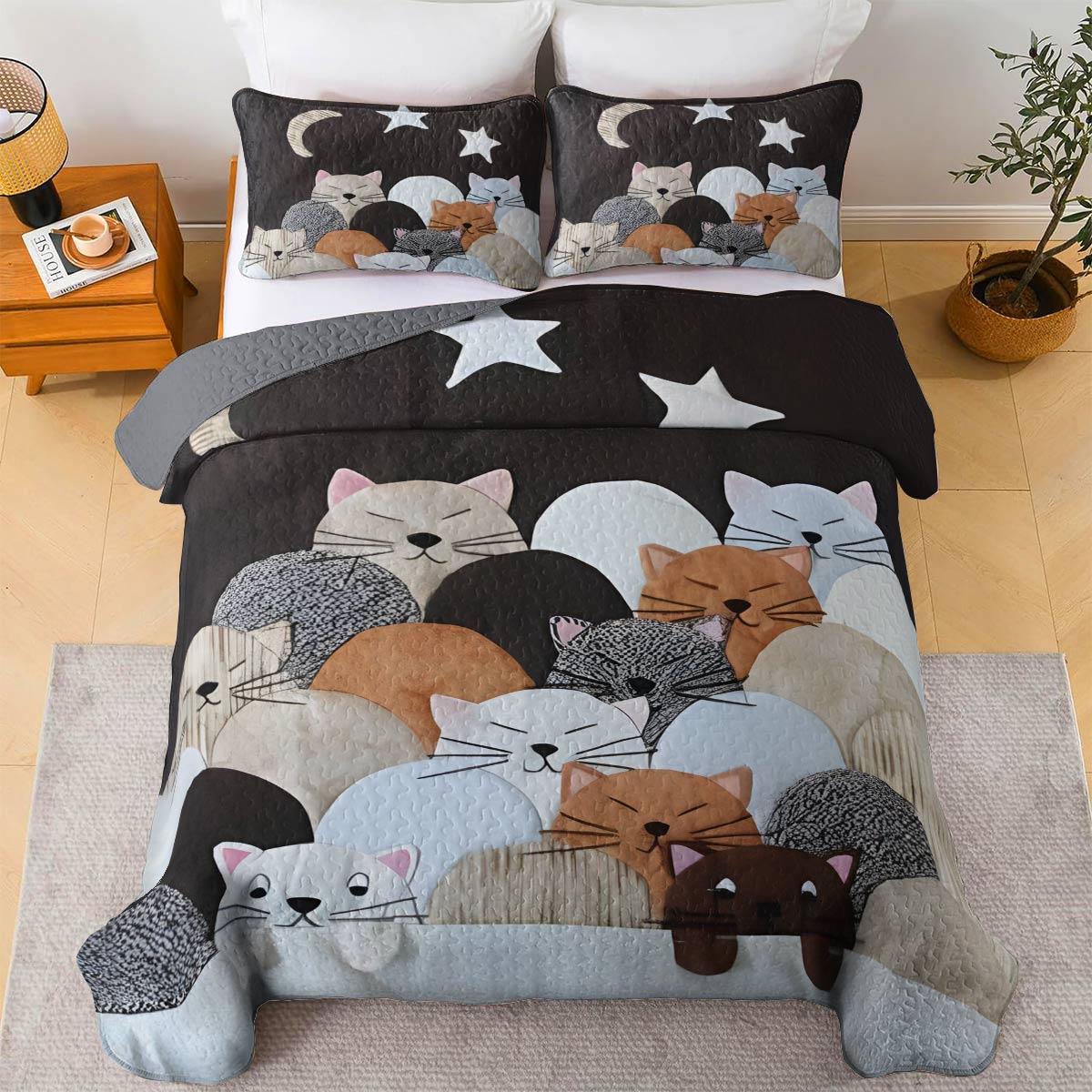 Shineful All Season Quilt 3-Piece Set Feline Dreams