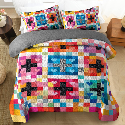 Shineful All Season Quilt 3-Piece Set - Divine Cross of Love