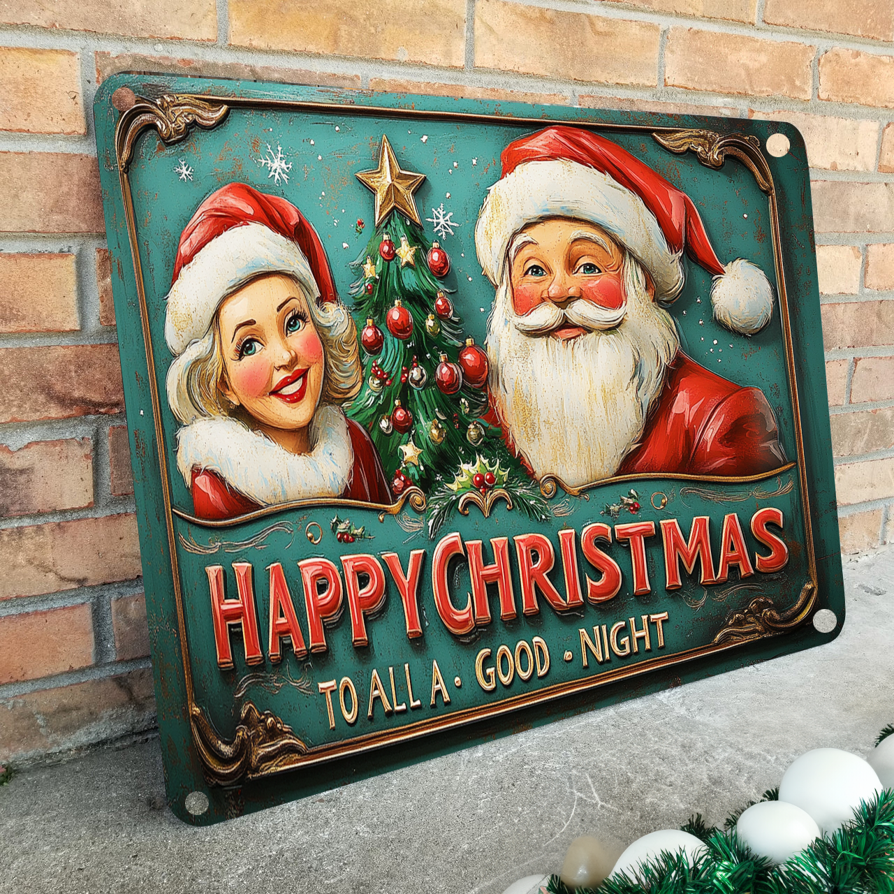 Shineful 2D Metal Sign Merry Claus Family