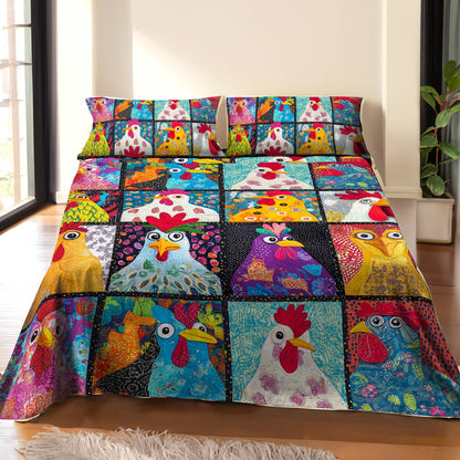 Shineful 4-Piece Bed Sheet Set Colorful Chicken