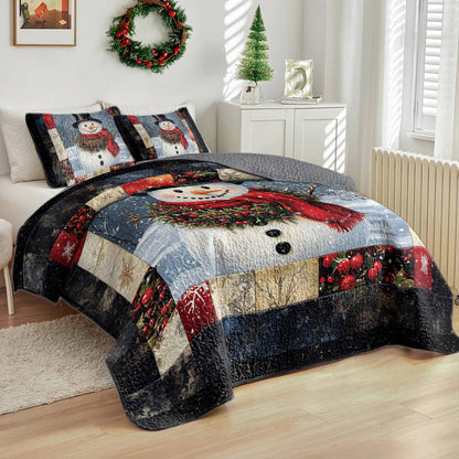 Shineful All Season Quilt 3-Piece Set Cheery Snowman