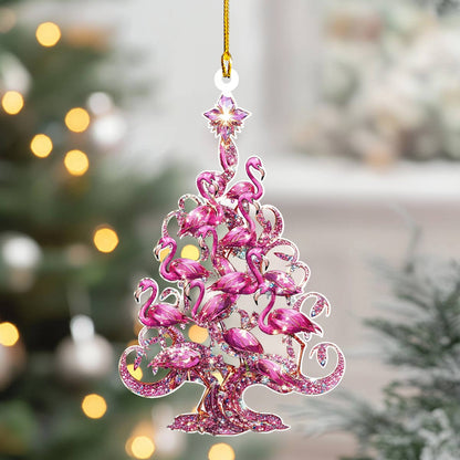 Shineful 2D Acrylic Ornament Flamingo Flock Christmas