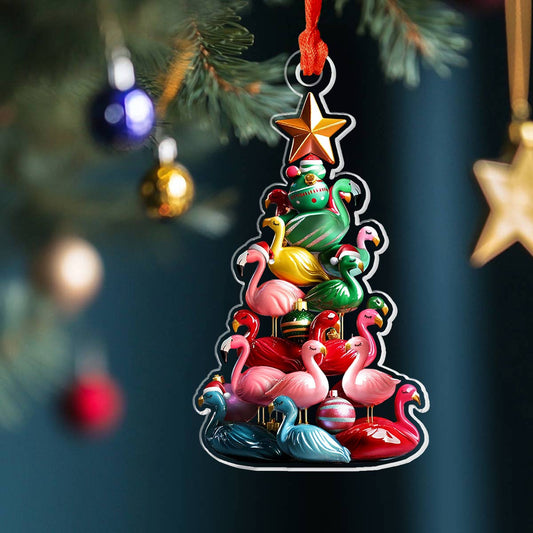 Shineful 2D Acrylic Ornament Flamingo Christmas Tree