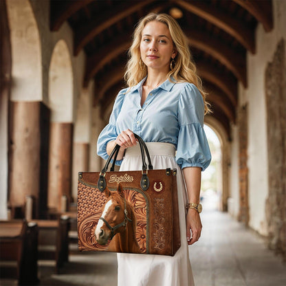 Sac en cuir brillant avec breloque cheval personnalisée