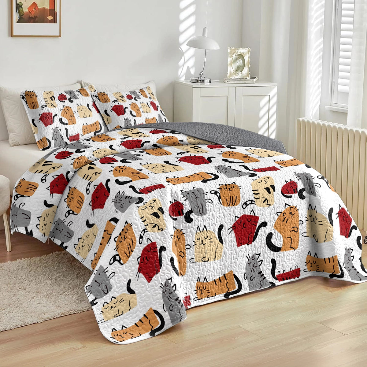 Shineful All Season Quilt 3-Piece Set Catnap Paradise