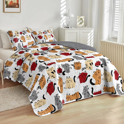 Shineful All Season Quilt 3-Piece Set Catnap Paradise