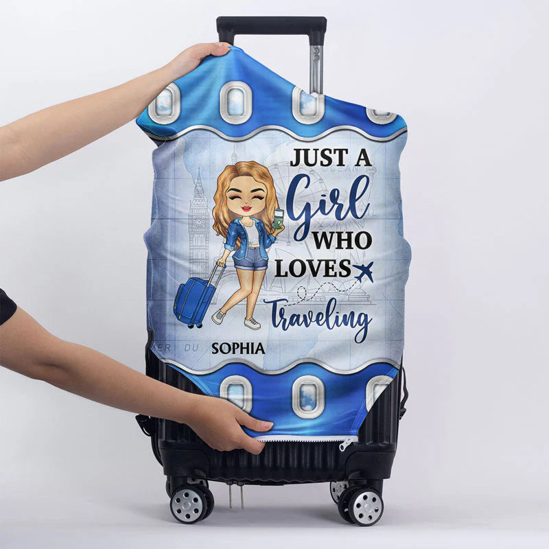 Shineful Gift For Traveling Lovers - Just A Girl Boy Who Loves Traveling Personalized Luggage Cover