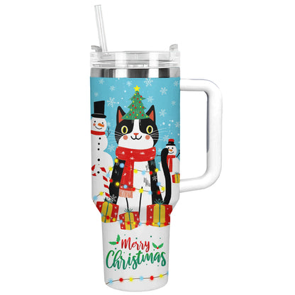 Shiny Tumbler Freche Katze mit Weihnachtslicht