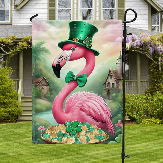 Shineful Garden Flag 12" x 18" Flamingo Fiesta of Luck