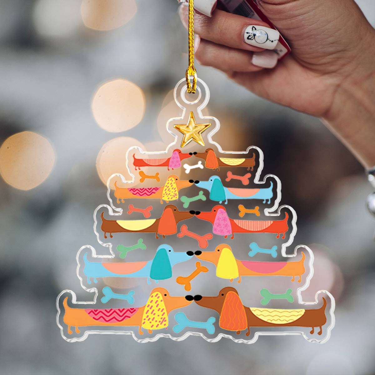 Shineful Acrylic Ornament Dachshund Tree