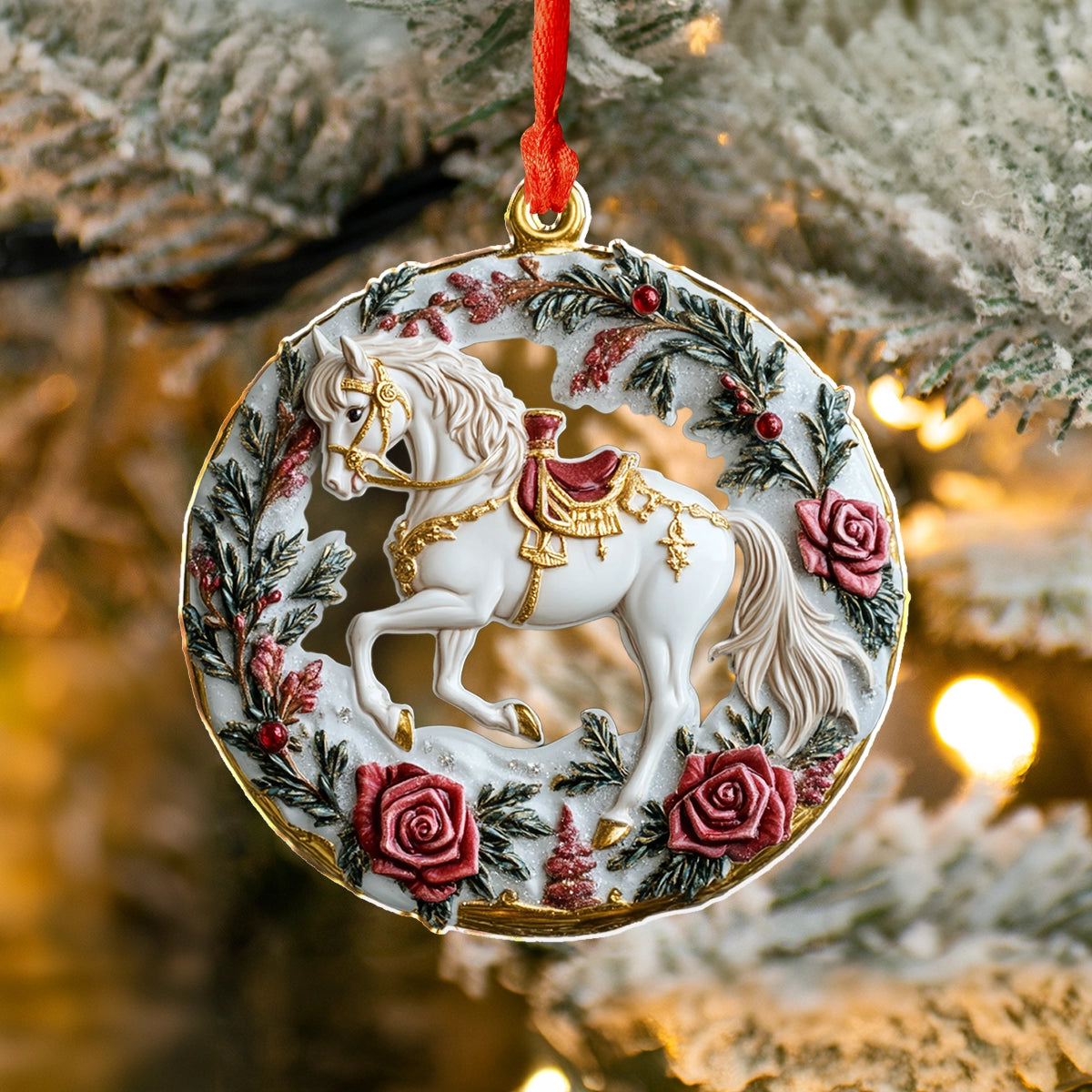 Shineful 2D Acrylic Ornament Victorian Rose Horse