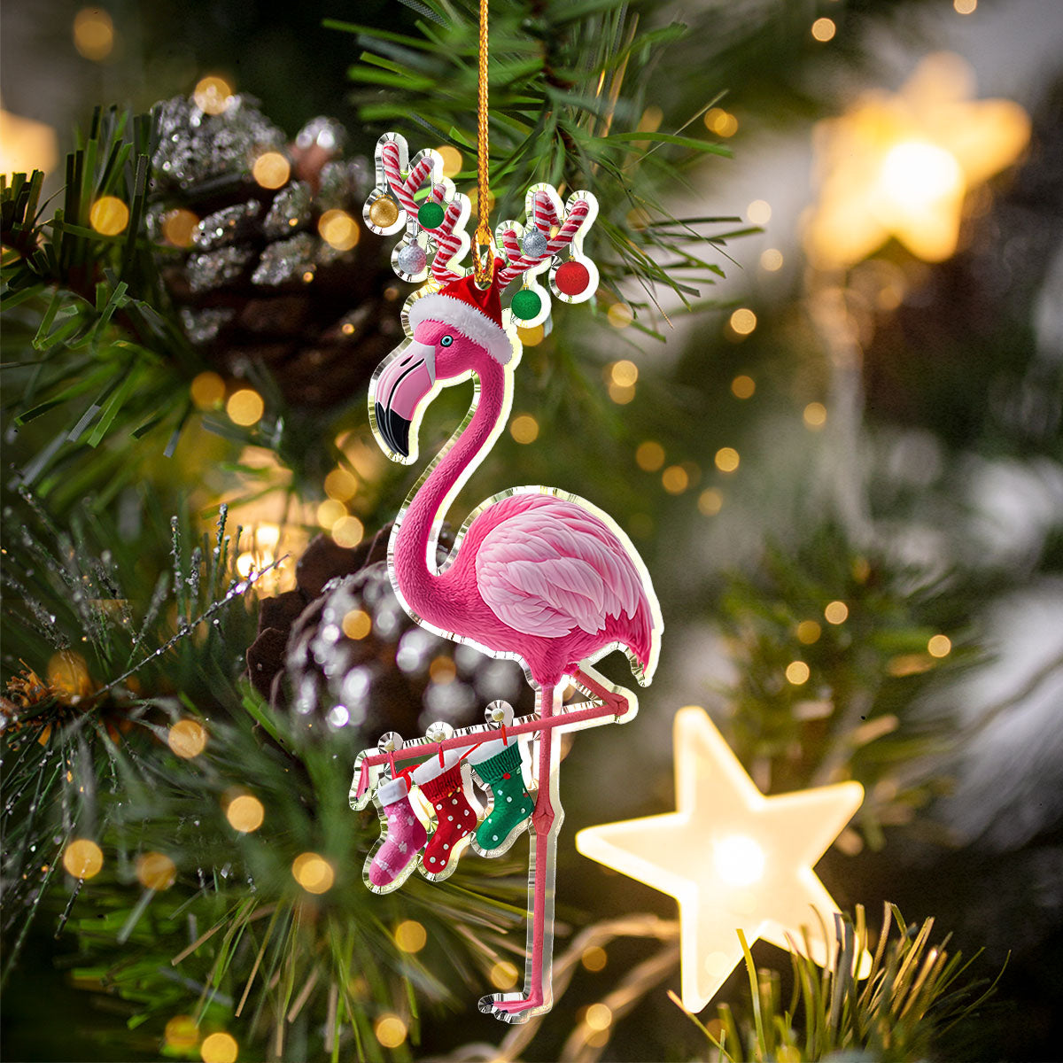 Shineful 2D Acrylic Ornament Lovely Flamingo