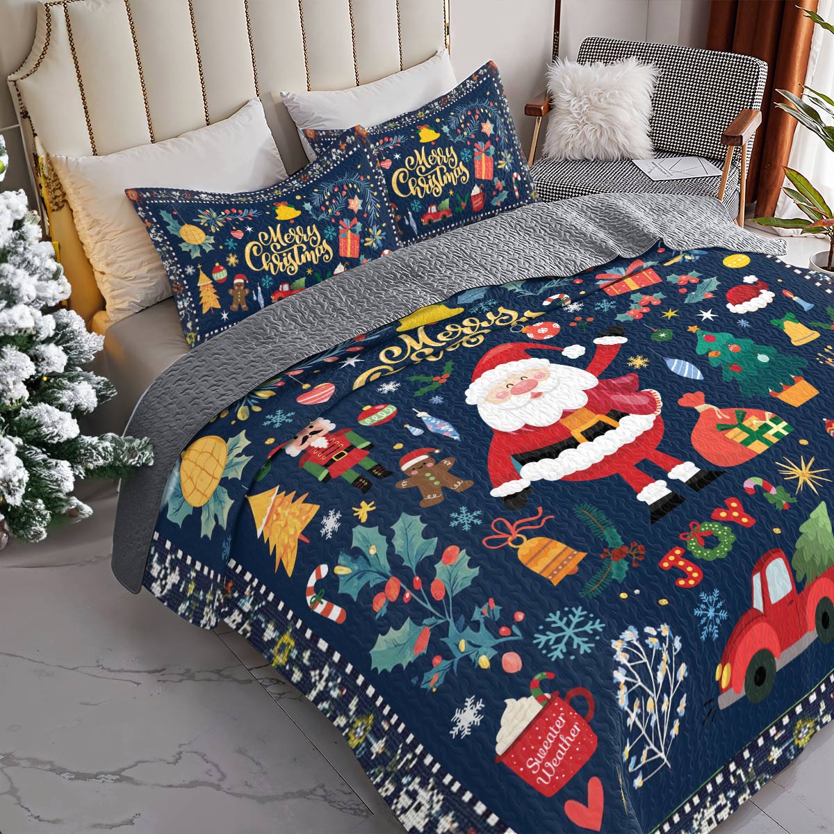 Shineful All Season Quilt 3-Piece Set Christmas Festive Cheer