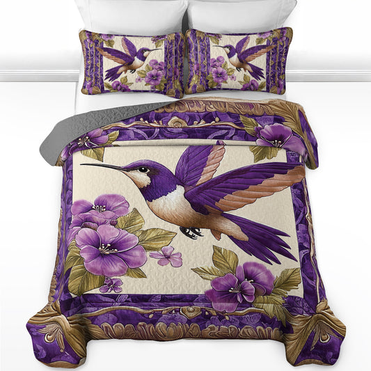 Shineful All Season Quilt 3-Piece Set - Hummingbird Violet Flight