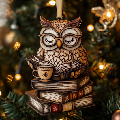 Shineful 2D Acrylic Ornament Wise Winter Reads Owl