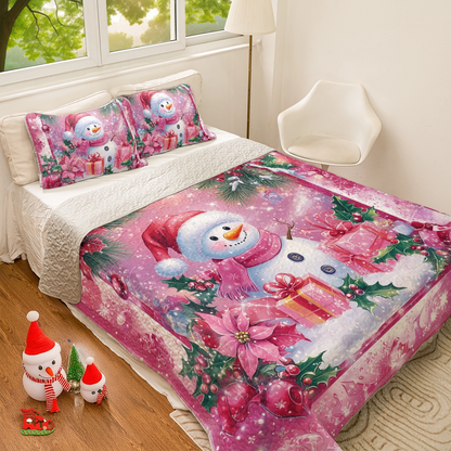 Shineful All Season Quilt 3-Piece Set Jolly Snowman Christmas