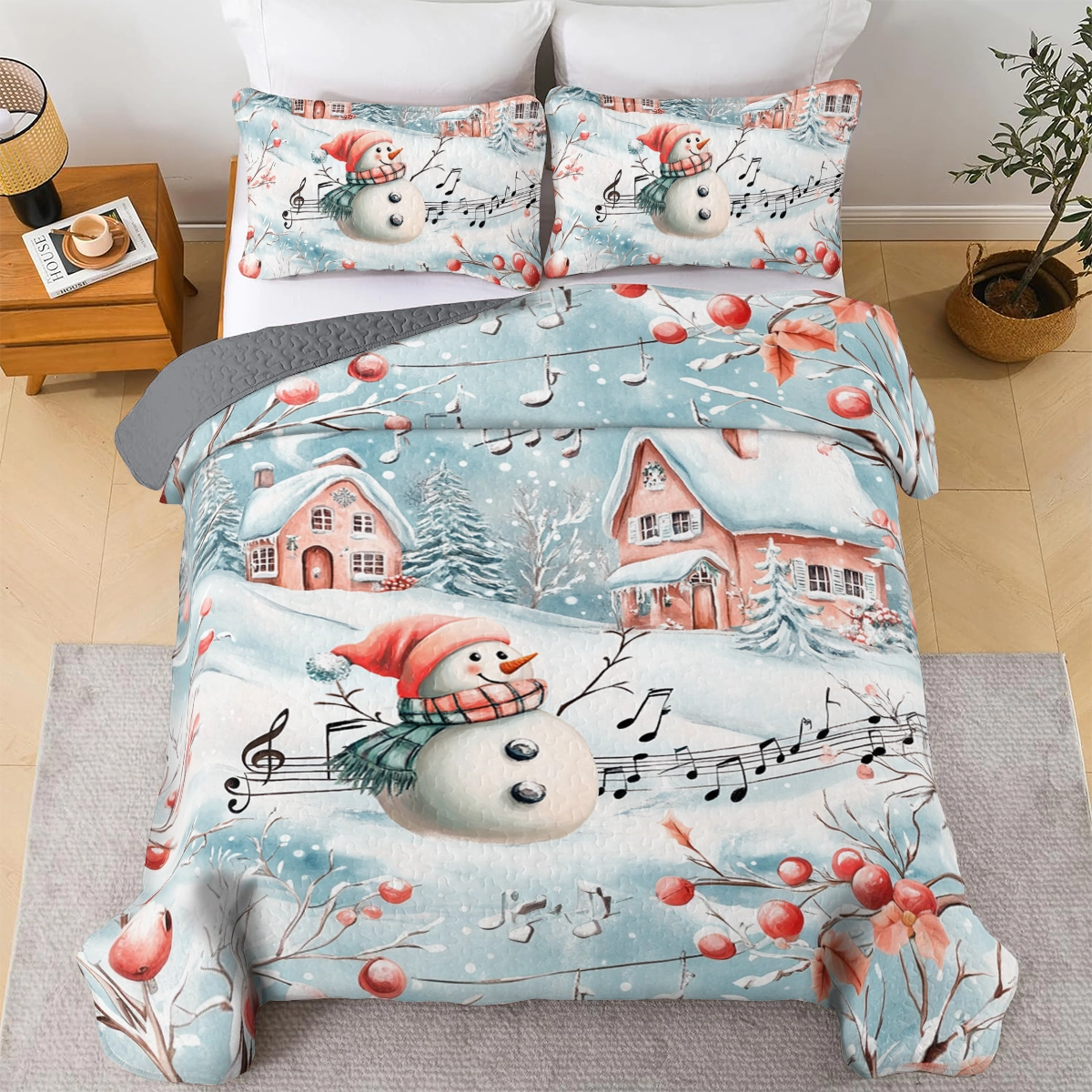 Shineful All Season Quilt 3-Piece Set Christmas Winter Melody