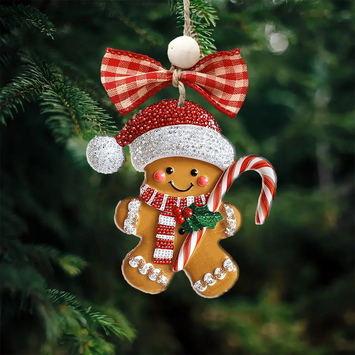 Shineful 2D Acrylic Ornament Gingerbread Candy Cane