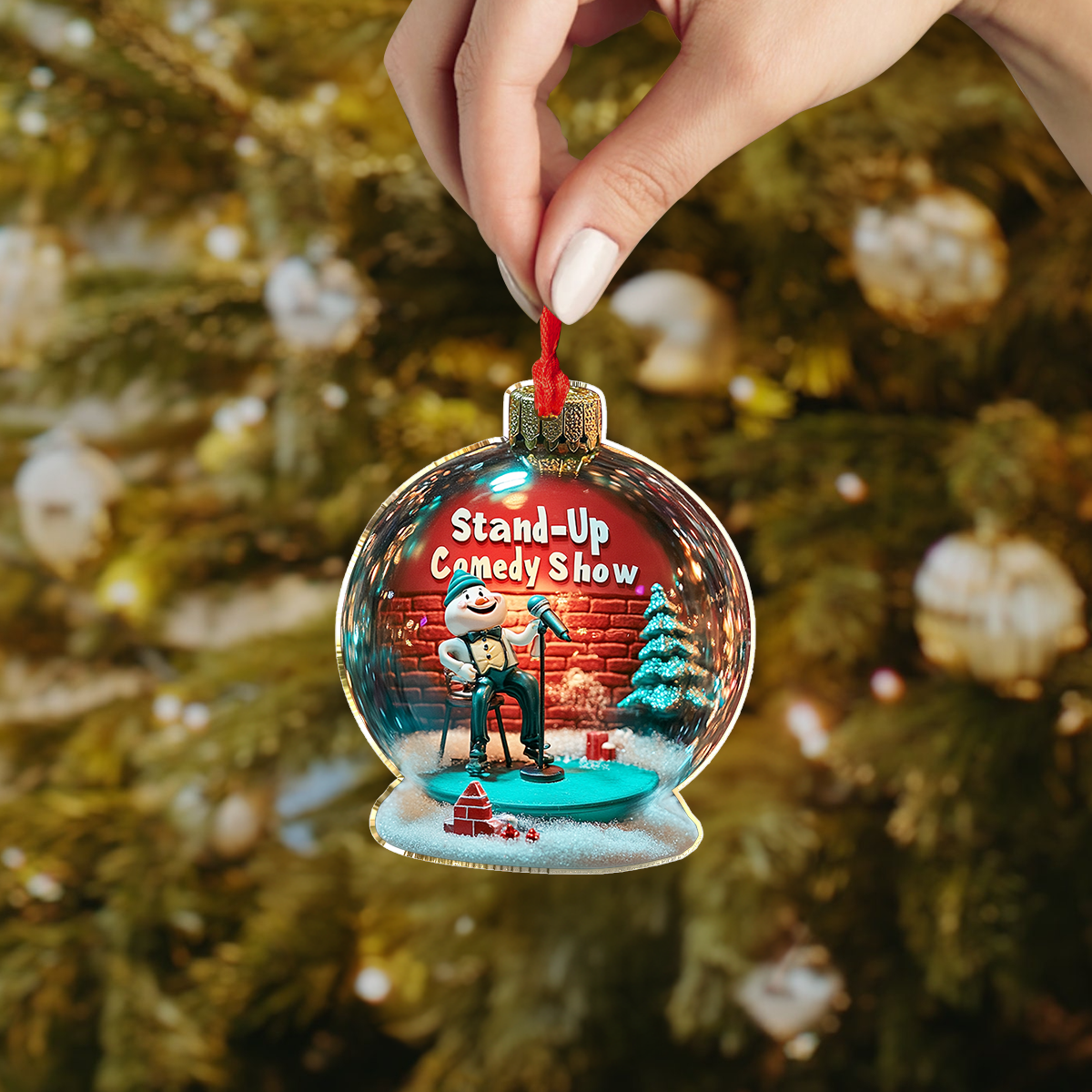 Shineful 2D Acrylic Ornament - Pack Discount Snowman Stand-Up Comedy Show