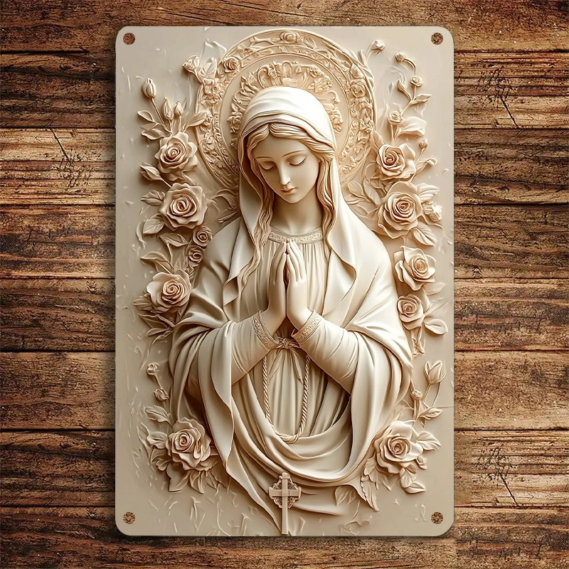 Shineful 2D Metal Sign Virgin Mary with Roses