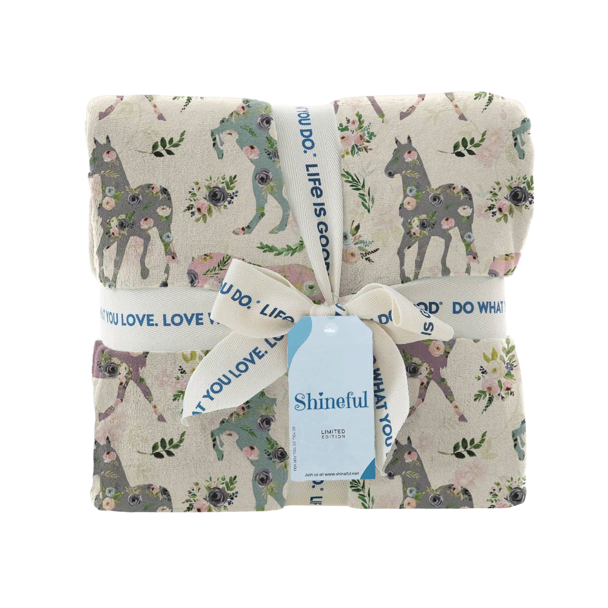 Shineful Fleece Blanket Floral Horses