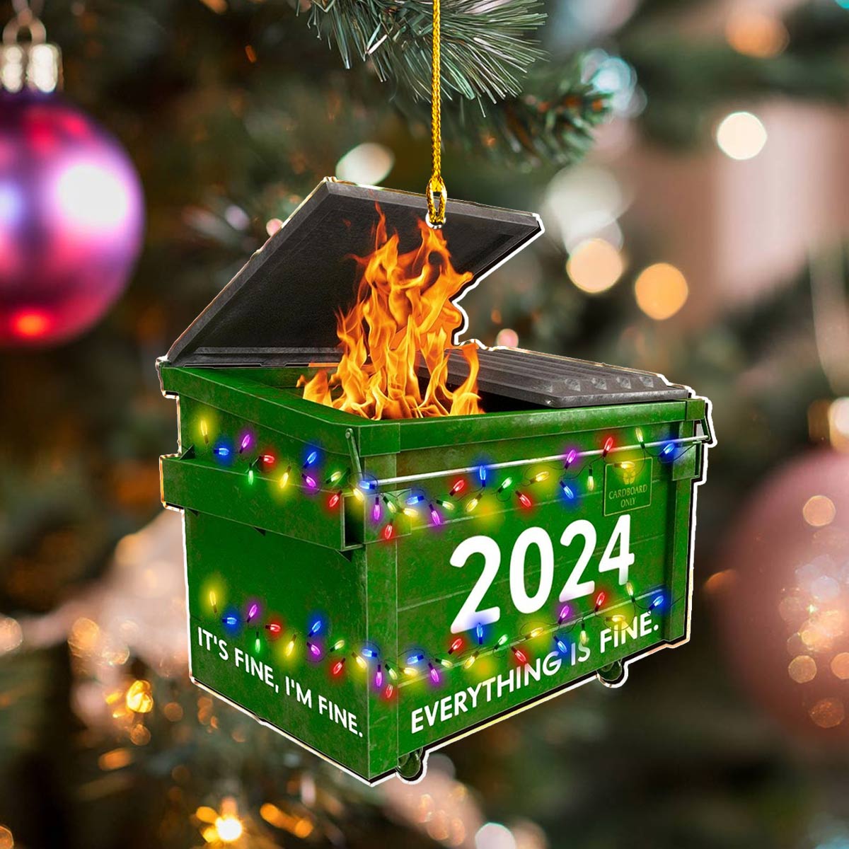 Shineful 2D Acrylic Ornament 2024 Dumpster Fire