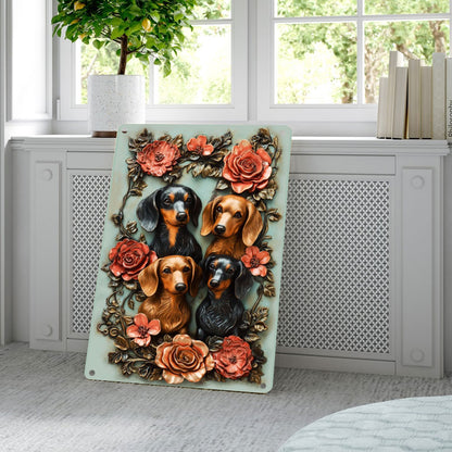 Shineful 2D Metal Sign Floral Dachshunds