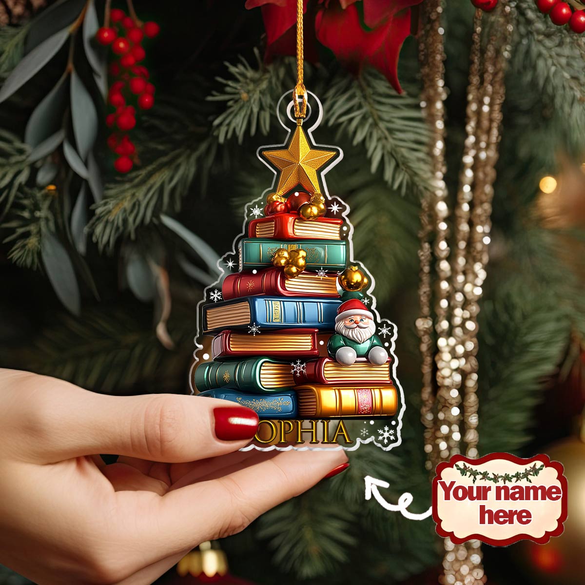 Shineful 2D Acrylic Ornament Personalized Book Tree