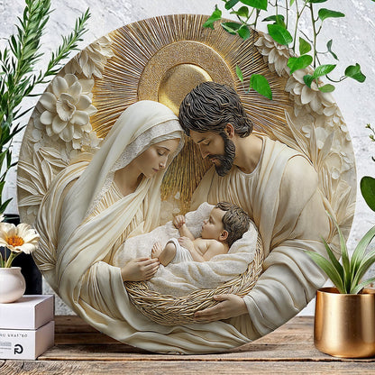 Shineful 2D Wooden Plaque, Hanging Decor, Door Sign - Holy Family