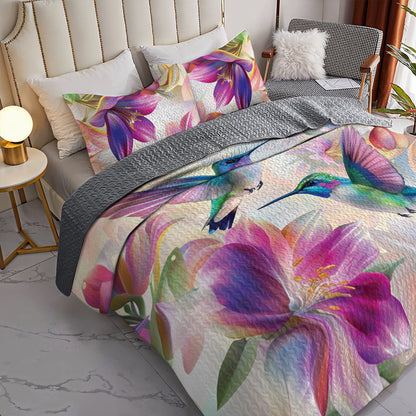 Shineful All Season Quilt 3-Piece Set Hummingbird Blossom