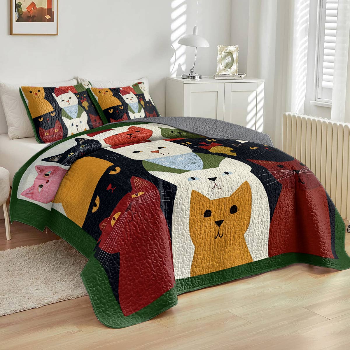 Shineful All Season Quilt 3-Piece Set - Christmas Cats