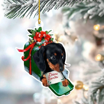 Shineful 2D Acrylic Ornament Santa’s Little Helper Dachshund