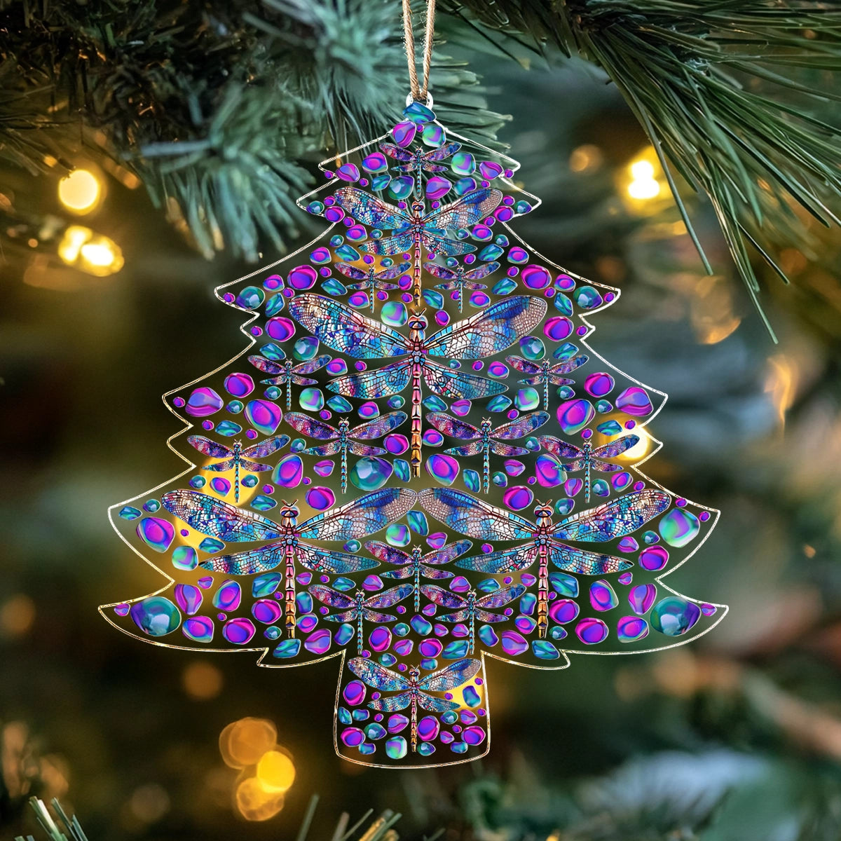 Shineful 2D Acrylic Ornament Mystic Dragonfly Christmas Tree