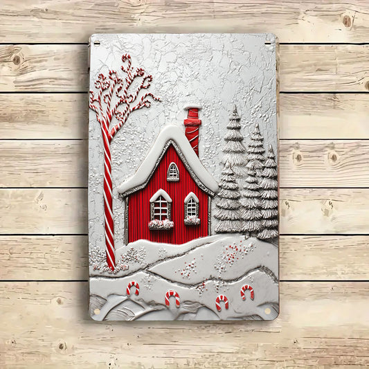 Shineful 2D Flat Print Metal Sign Whimsical Red Houses