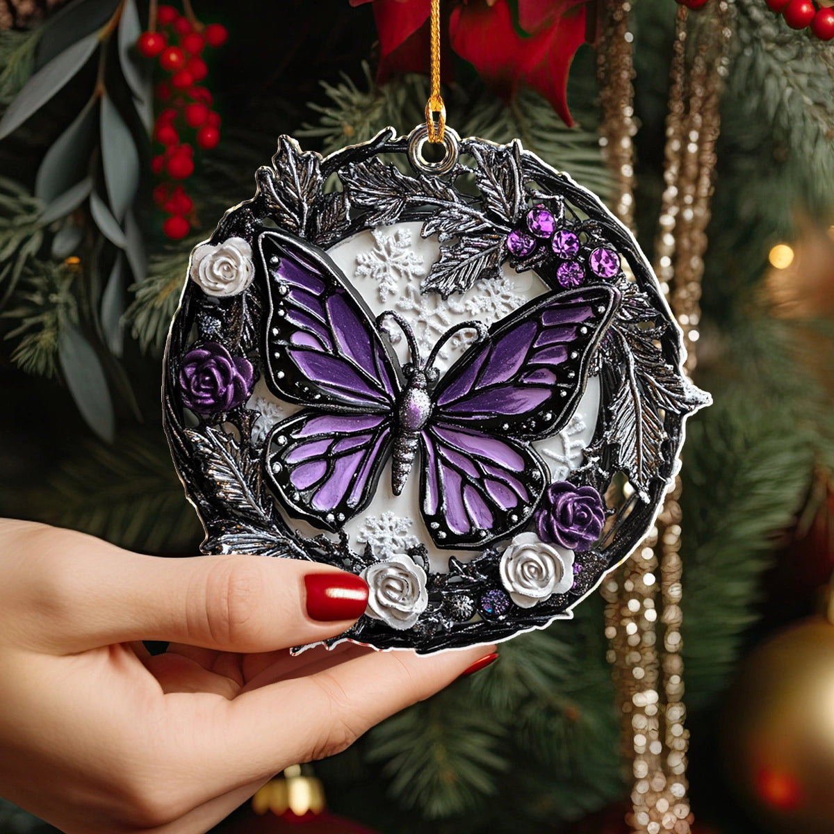 Shineful 2D Acrylic Ornament Midnight Bloom Butterfly