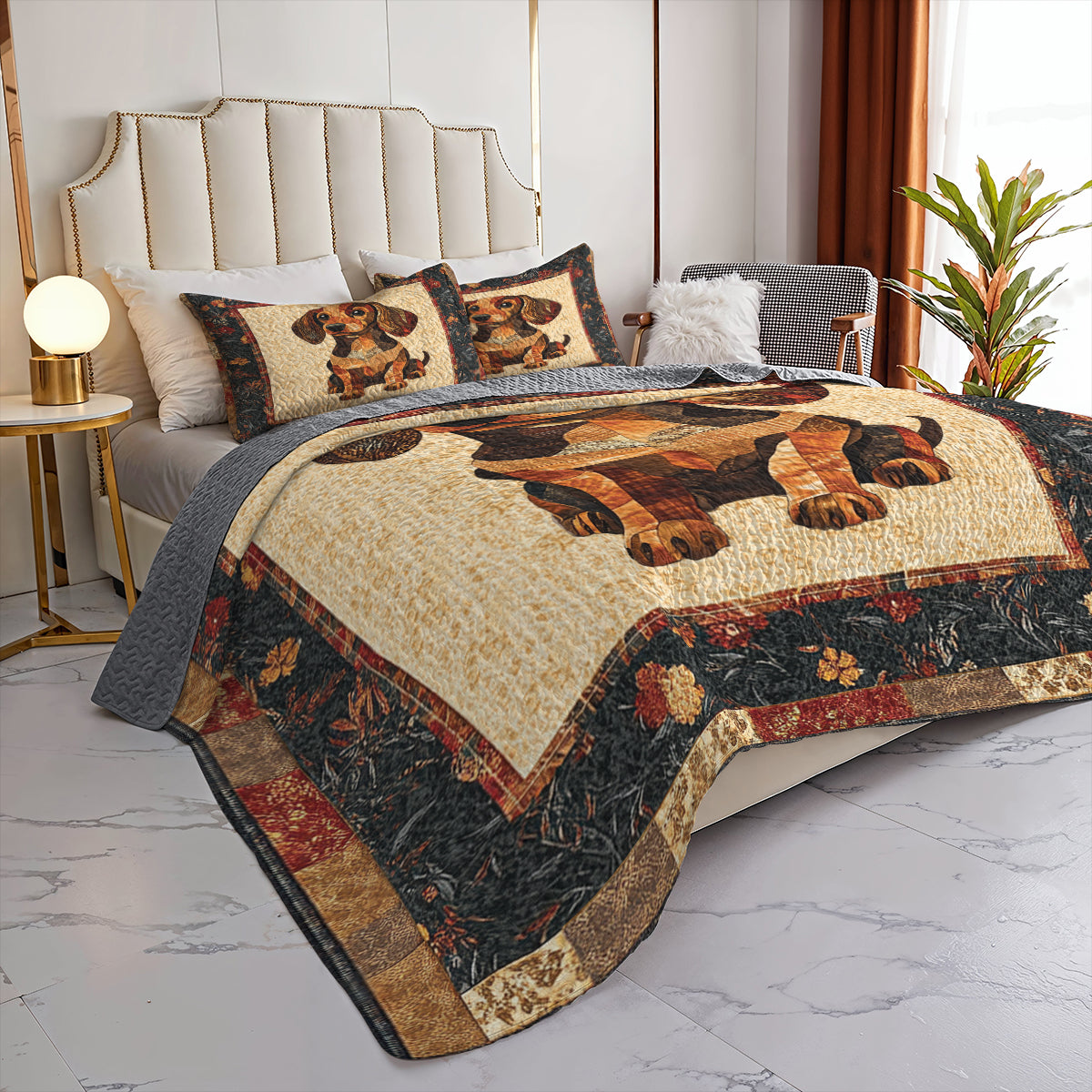 Shineful All Season Quilt 3-Piece Set Dachshund Delight