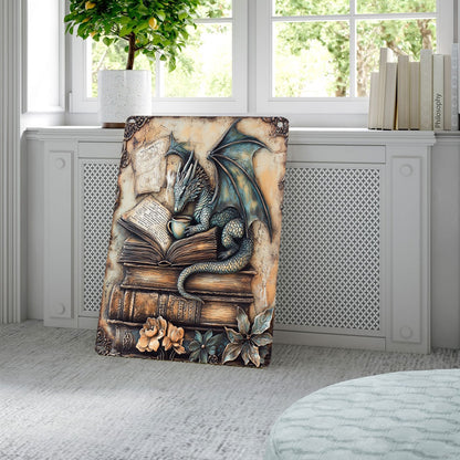 Shineful 2D Metal Sign Flowers Dragon Books