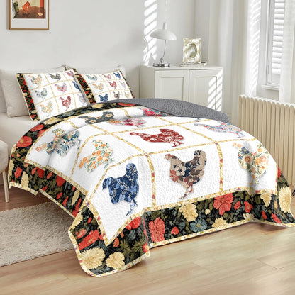 Shineful All Season Quilt 3-Piece Set Charming Chicken