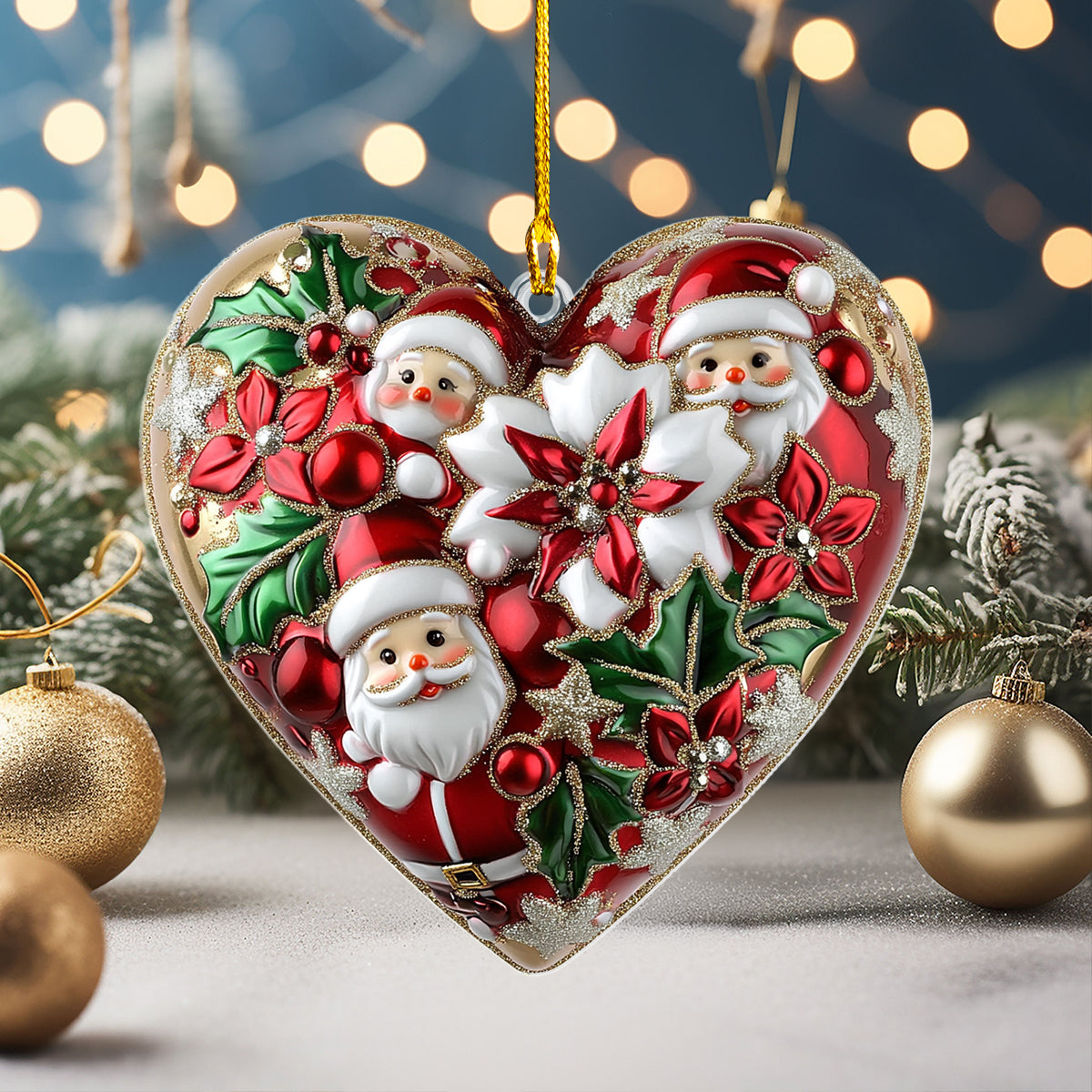 Shineful 2D Acrylic Ornament Festive Christmas Heart