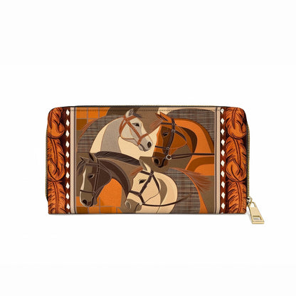 Shineful Leather Clutch Purse With Wristlet Strap Handle Masterpiece In Horse