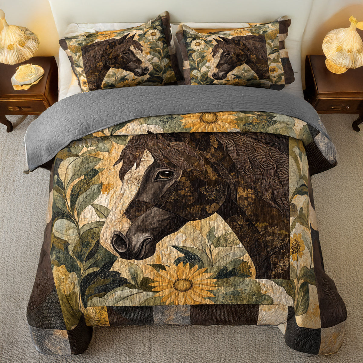 Shineful All Season Quilt 3-Piece Set - Majestic Horse