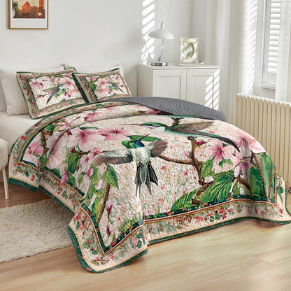 Shineful All Season Quilt 3-Piece Set Hummingbird Blossom