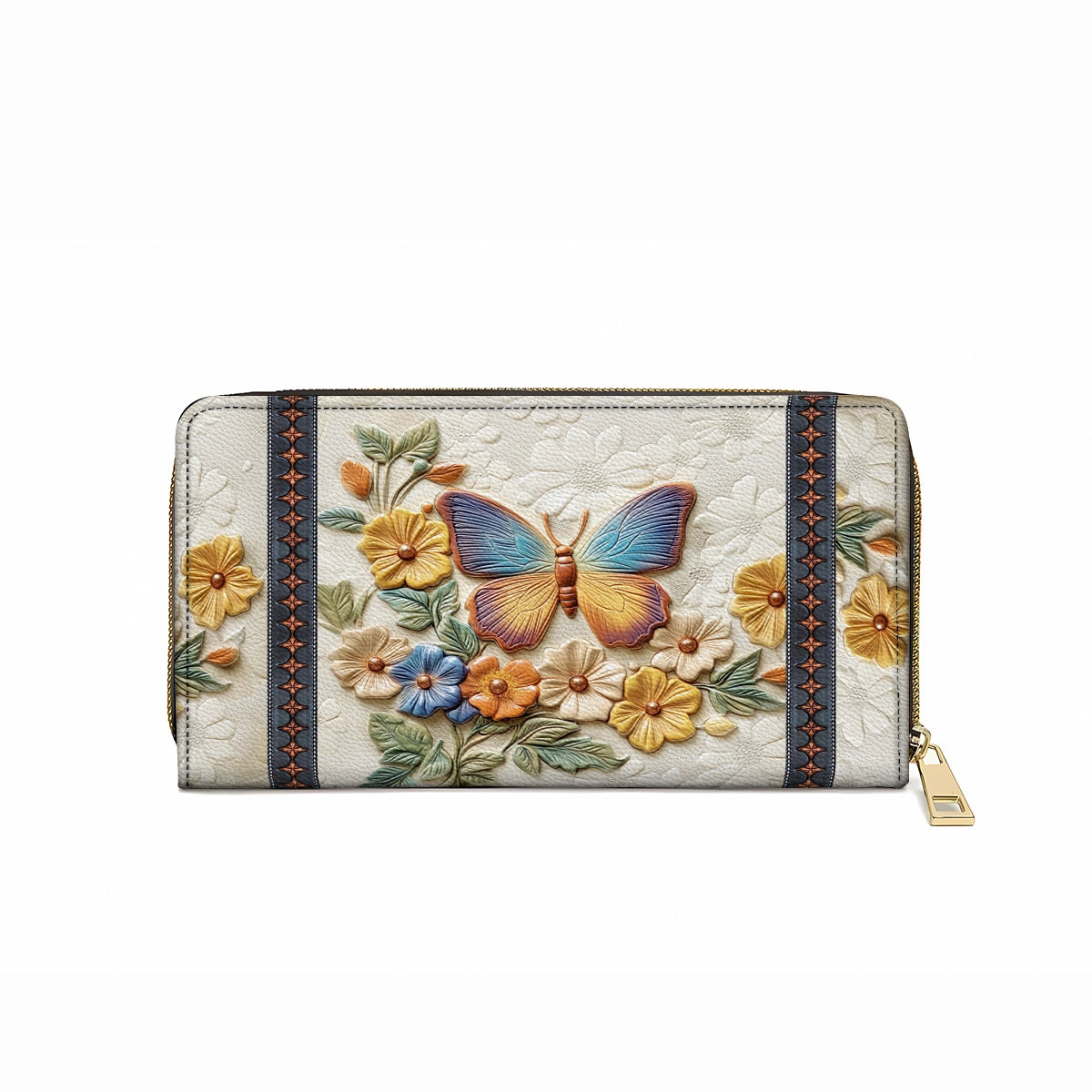 Shineful Leather Clutch Purse With Wristlet Strap Handle Butterfly Enchantment