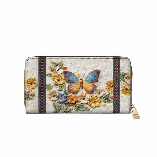 Shineful Leather Clutch Purse With Wristlet Strap Handle Butterfly Enchantment