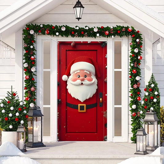 Shineful Door Cover Red Santa Festive