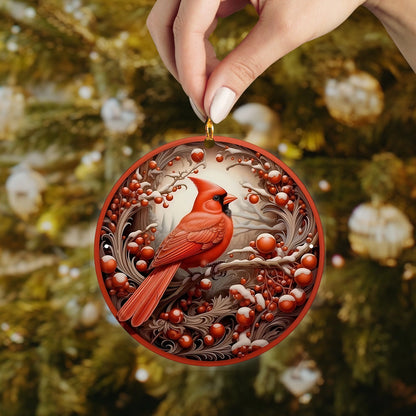 Shineful 2D Acrylic Ornament Snowberry Cardinal