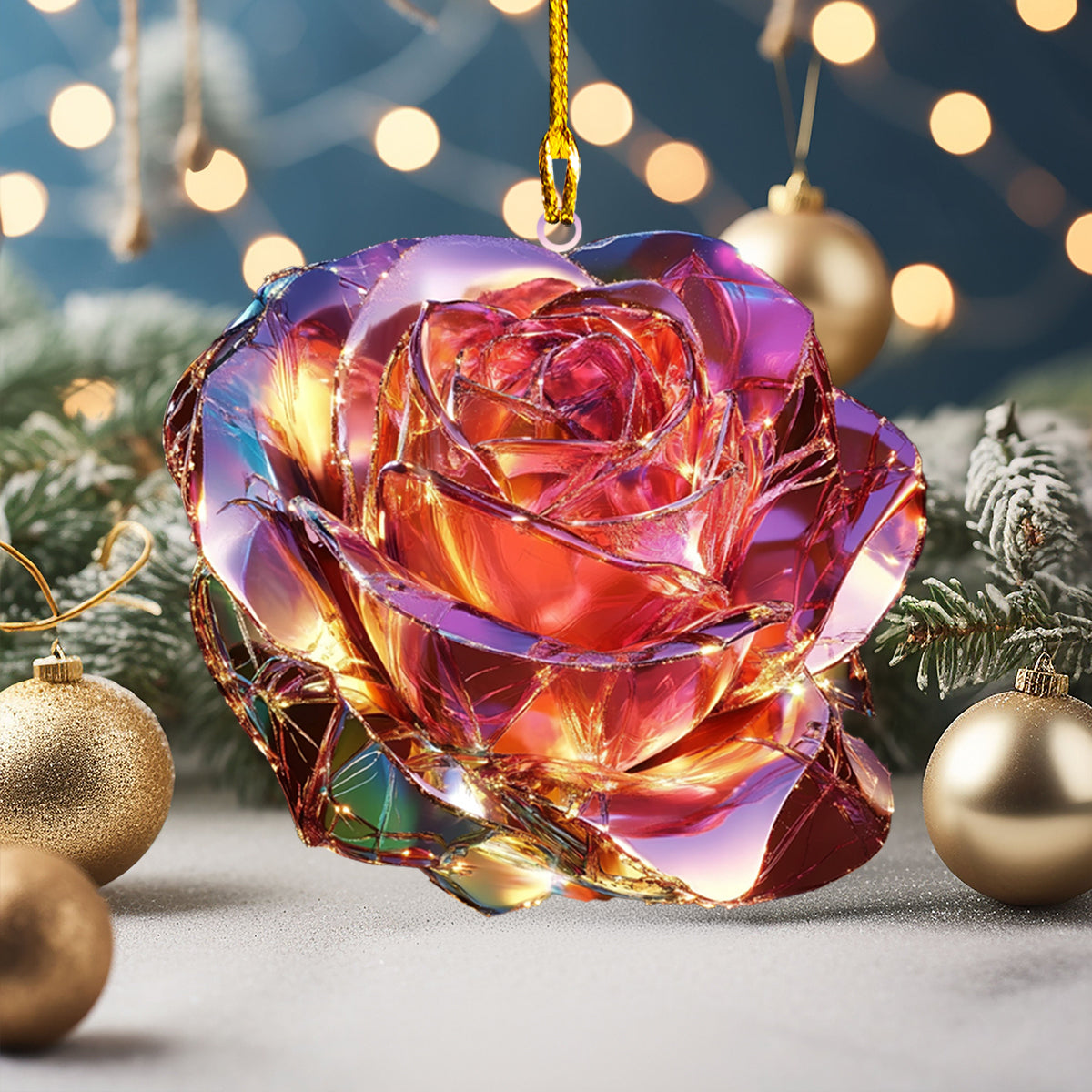 Shineful 2D Acrylic Ornament Stunning Crystal Rose