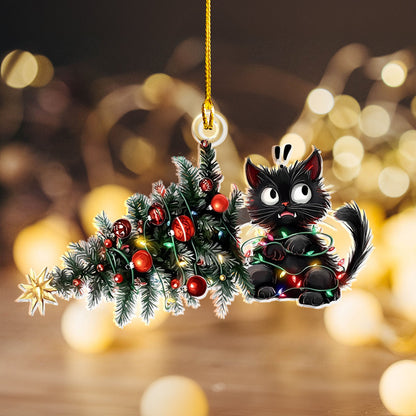 Shineful 2D Acrylic Ornament - Mischievous Cat Christmas