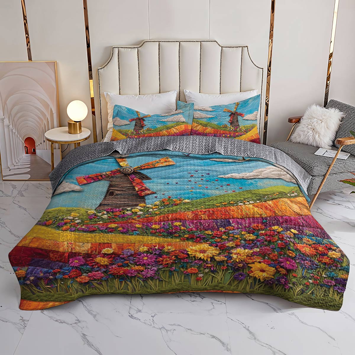 Shineful All Season Quilt 3-Piece Set Windmill Dreams